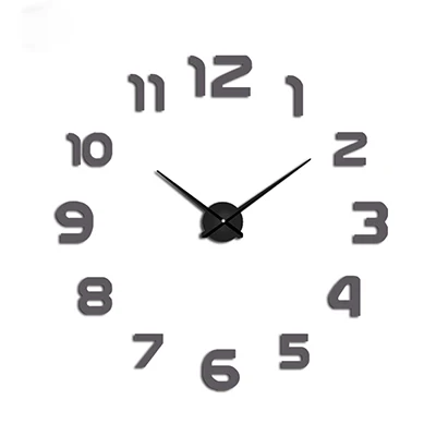 Новые часы настенные часы horloge 3d diy акриловые зеркальные наклейки для украшения дома гостиная кварцевые иглы - Цвет: Gray