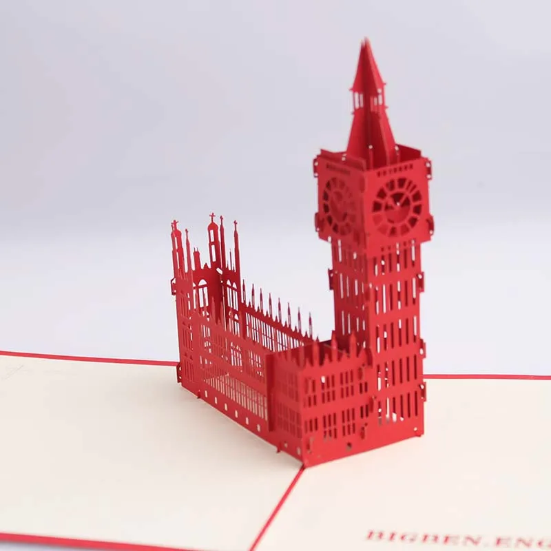 (4 шт./лот) 3D знаменитая модель здания Big Ben ОТКРЫТКА Оригами бумажная всплывающая