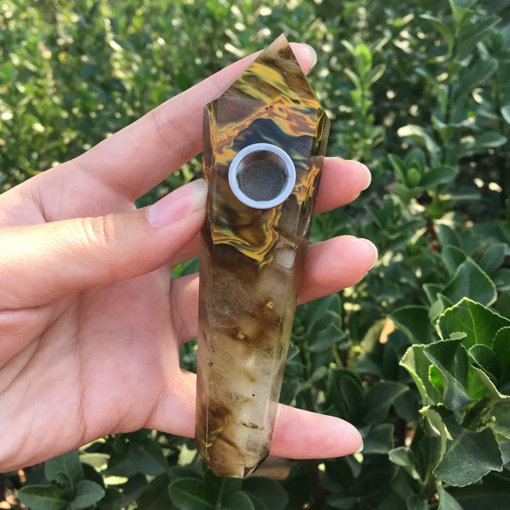 

Желтый плавильный камень из кожи тигра, курительная трубка, Хрустальный табак