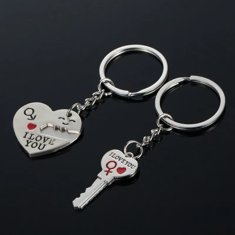 2 шт./1 пара брелок для ключей с надписью Я люблю тебя|key heart|key chain ringring keychain |