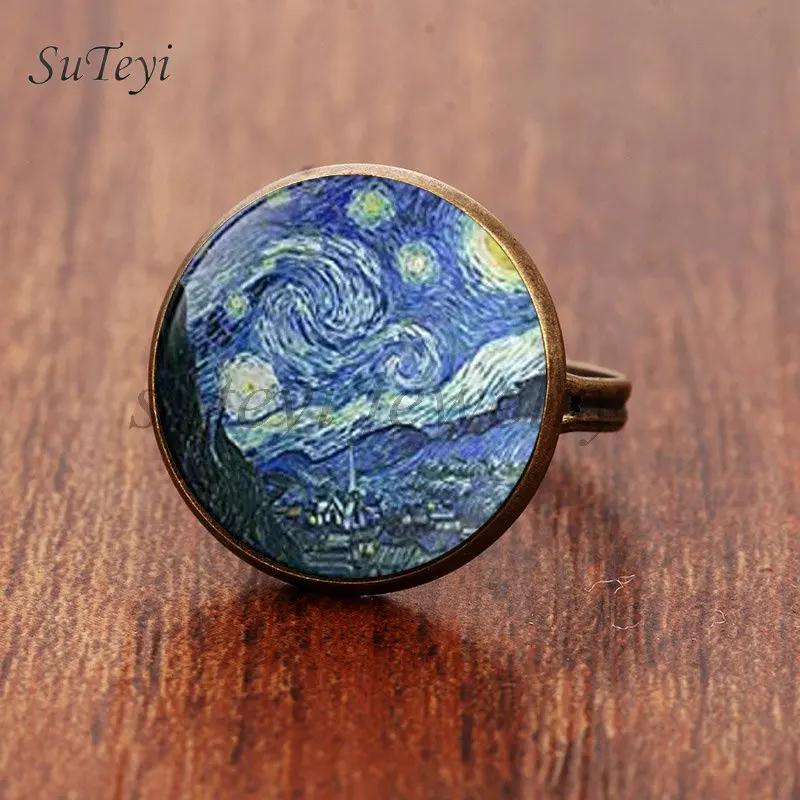 SUTEYI классические круглые стеклянные кольца художественная живопись