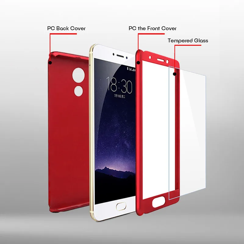 Meizu M6 M5 note M3 M6S полное покрытие 360 градусов Роскошный Матовый Жесткий пластик чехол