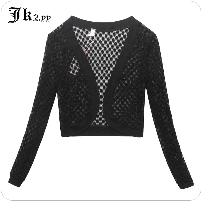 Женский кружевной кардиган с длинным рукавом короткая верхняя одежда весна лето