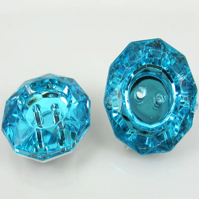 30 шт. синие акриловые граненые пуговицы плоская задняя сторона круглая пуговица