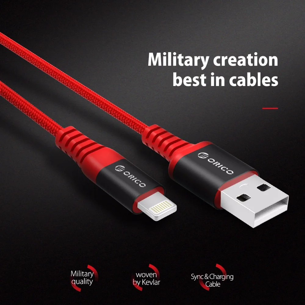 ORICO Премиум лучшее освещение USB кабель для iPhone X 8 7 6 6s Plus 5 5S se iPad 8 pin Быстрая зарядка нейлоновые кабели для передачи данных для мобильных телефонов