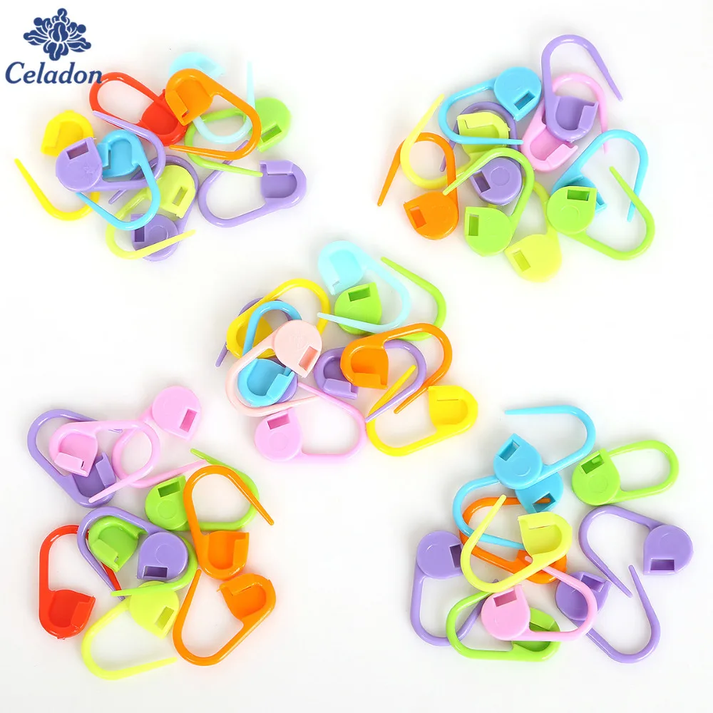100 шт./лот Длина 22 мм случайные смешанные цвета пластиковые кольца для вязания