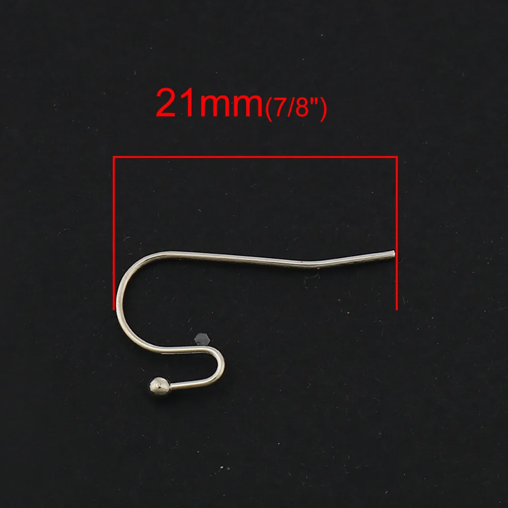 New Copper Ear Wire Hooks Earring Findings 18K Platinum Filled 21mm( 7/8&quot) x 11mm( 3/8&quot) Post/ Size: (21 gauge) 20 PCs | Украшения