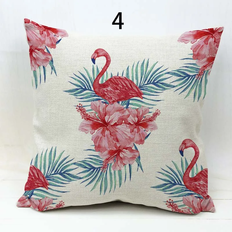 Тропические растения накидки на подушки цветы Тукан попугай Розовый фламинго