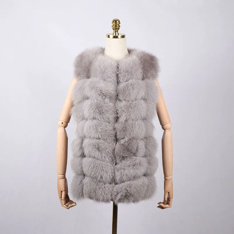 2021 Новая мода натуральный Лисий Мех Длинный жилет натуральным лисьим мехом лисы