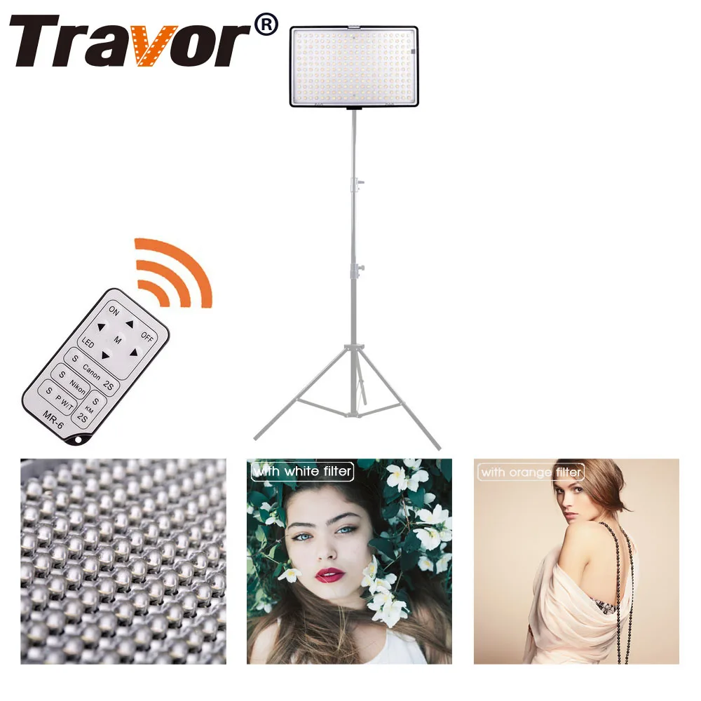 Travor 240 шт. Светодиодная лампа для видеосъемки с 2 цветными фильтрами 3200K 5500K IR