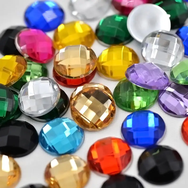 JUNAO 10mm Mix Color Crystal Rhinestones Acrylic Flat Back Gems Strass Applique Round Beads Non Sewing Stones for Crafts | Дом и сад