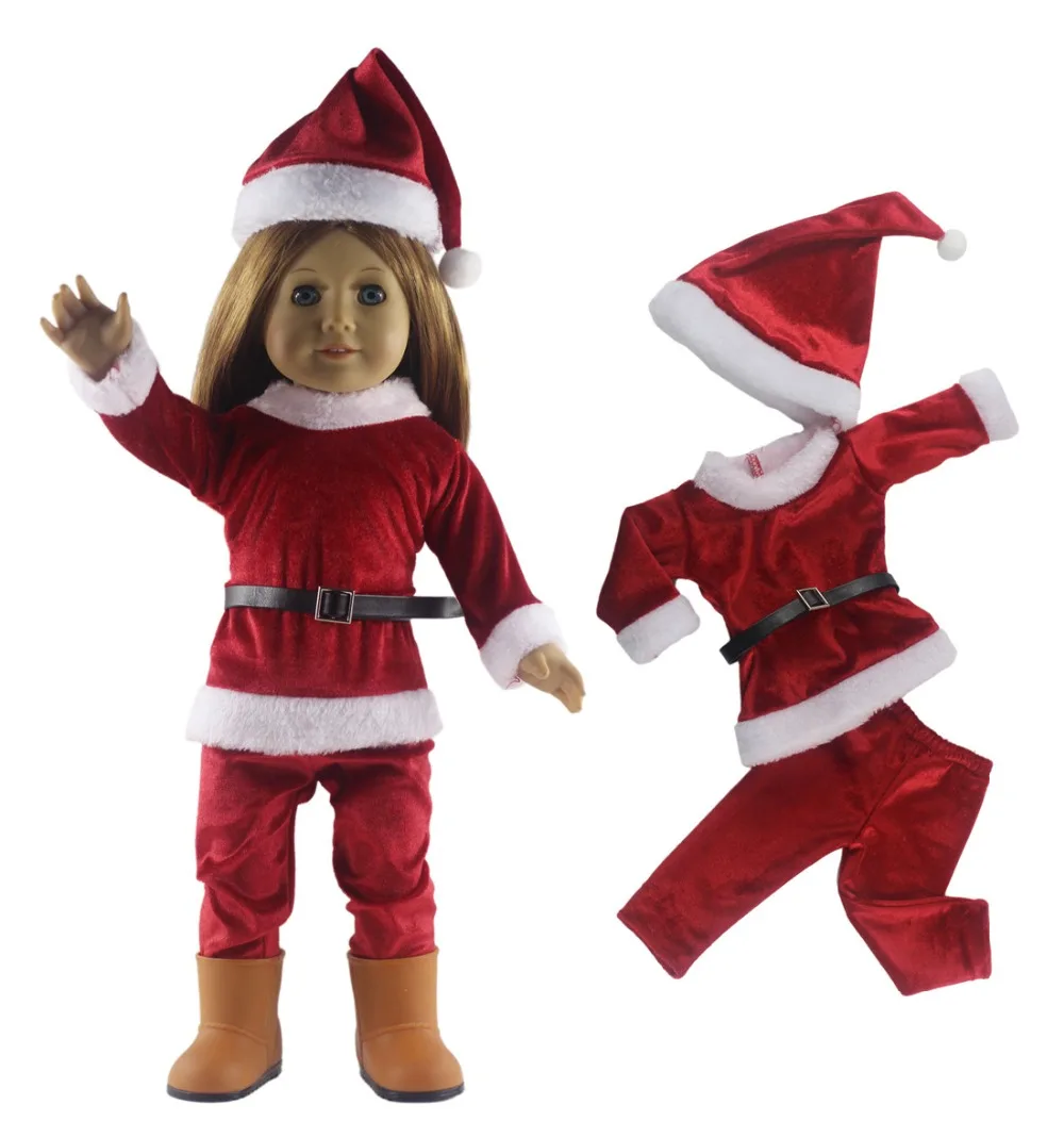 Высокое качество 4 в 1 комплект кукольная одежда Топ + штаны ремень шляпа для 18