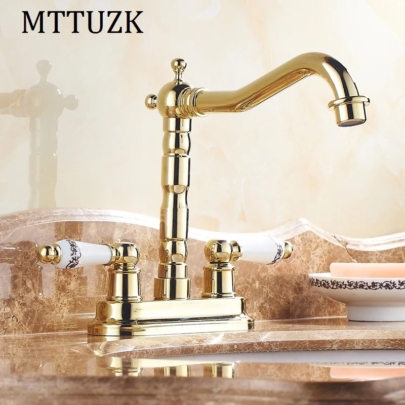 MTTUZK Европейский позолоченный латунный на бортике двойной керамики Крест Ручки