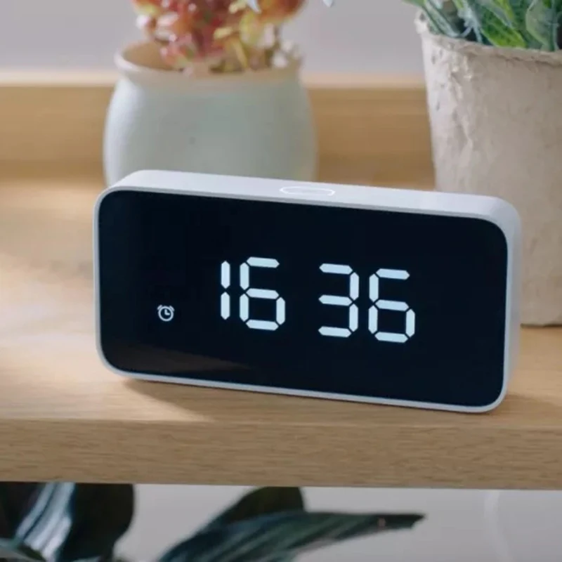 Original Xiaomi Xiaoai Smart AutomaticTime Calibration Mi Home App Alarm Clock Voice Broadcast ABS Table Dersktop Clocks | Электроника