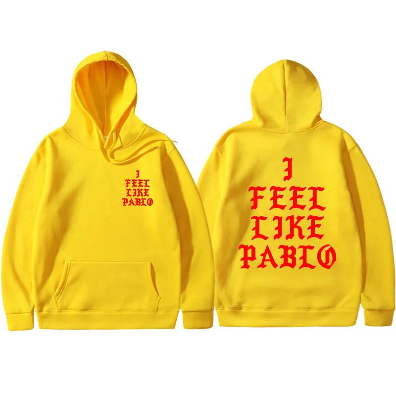 Весна, Kanye West, толстовки с капюшоном I FEEL LIKE PABLO, толстовки с капюшоном для мужчин в стиле хип-хоп, для влюбленных, уличная одежда, красные, с буквенным принтом, черные толстовки с капюшоном - Цвет: yellow 1