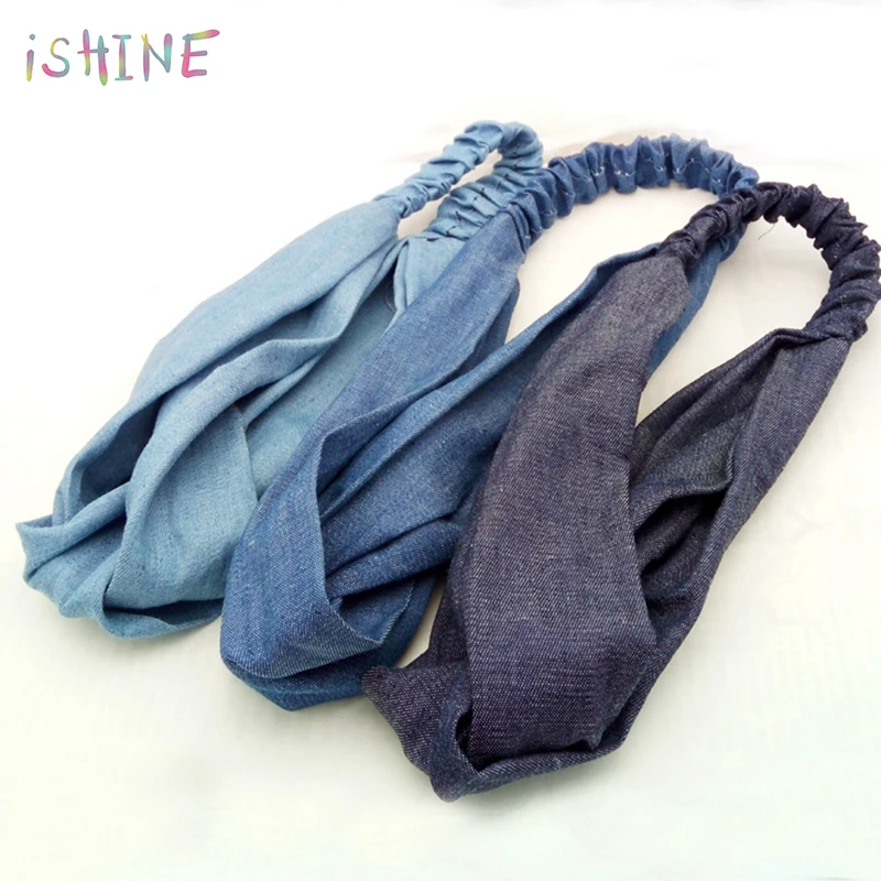 Женская резинка для волос из джинсовой ткани эластичная повязка на голову