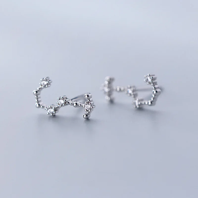 G WTLTC 925 Sterling Sliver Constellations Stud Earrings Star Cluster Ear Climber Earrings Astrology CZ Ear Jackets Earrings Gifts - Окраска металла: G