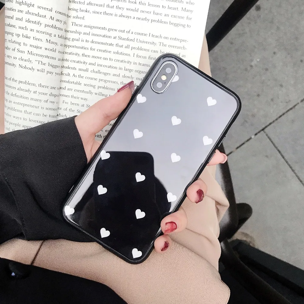 Jomanga прекрасное сердце закаленное стекло чехол для телефона iphone XS Max XR Милые анти
