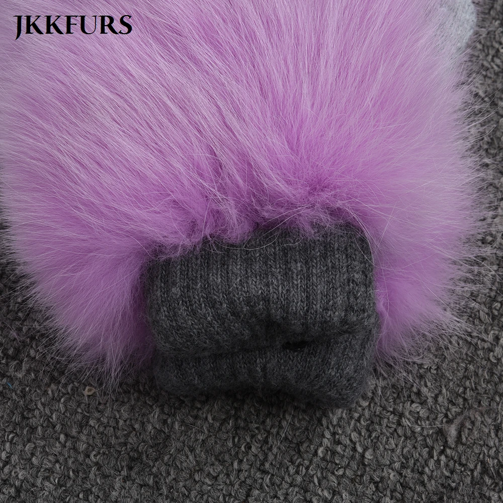 JKKFURS женские перчатки из натурального Лисьего меха Зимний теплый подлинный натуральных мех модный стиль высокое качество S7325