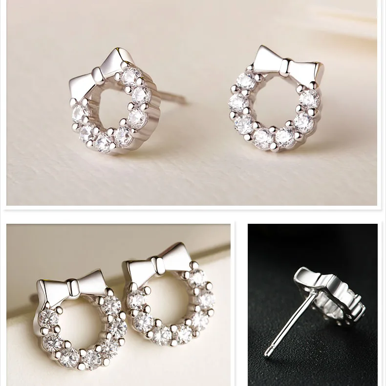 Серьги женские из серебра 925 пробы с круглым бантом | Украшения и аксессуары