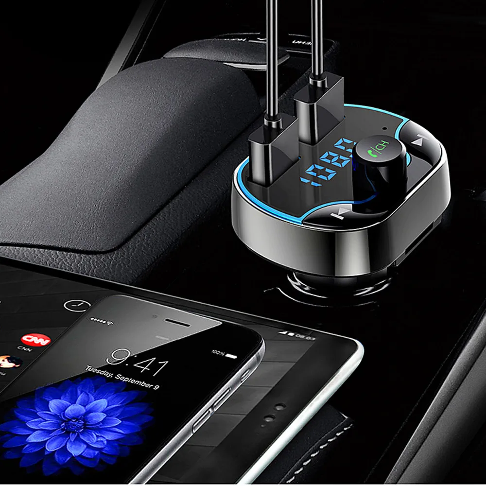 Беспроводной Bluetooth fm-передатчик модулятор HandsFree автомобильный комплект радио адаптер USB зарядное устройство MP3 музыкальный плеер для iPhone samsung#30