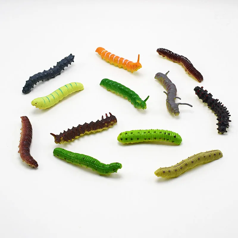 

12 Pcs Multi-Color Plastic Caterpillars Models Lovely Wiggly Bugs Tricky Worms Gags & Practical Jokes Halloween Gift Kids Toys
