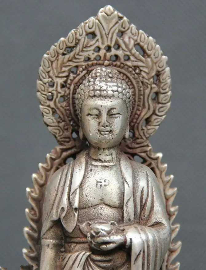 Miao Silver Carving Efficacy Kwan-yin Barefoot On The Holy Lotus Noble Statue | Дом и сад