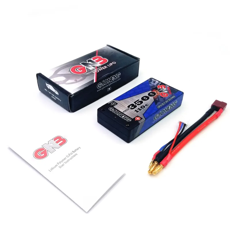 

Gaoneng 3500mAh 2S 7.4V 110C/220C Hardcase low profile Lipo battery SHORTY Pack 4.0mm T Plug for 1/12 1:12 RC Race Car RC Boat