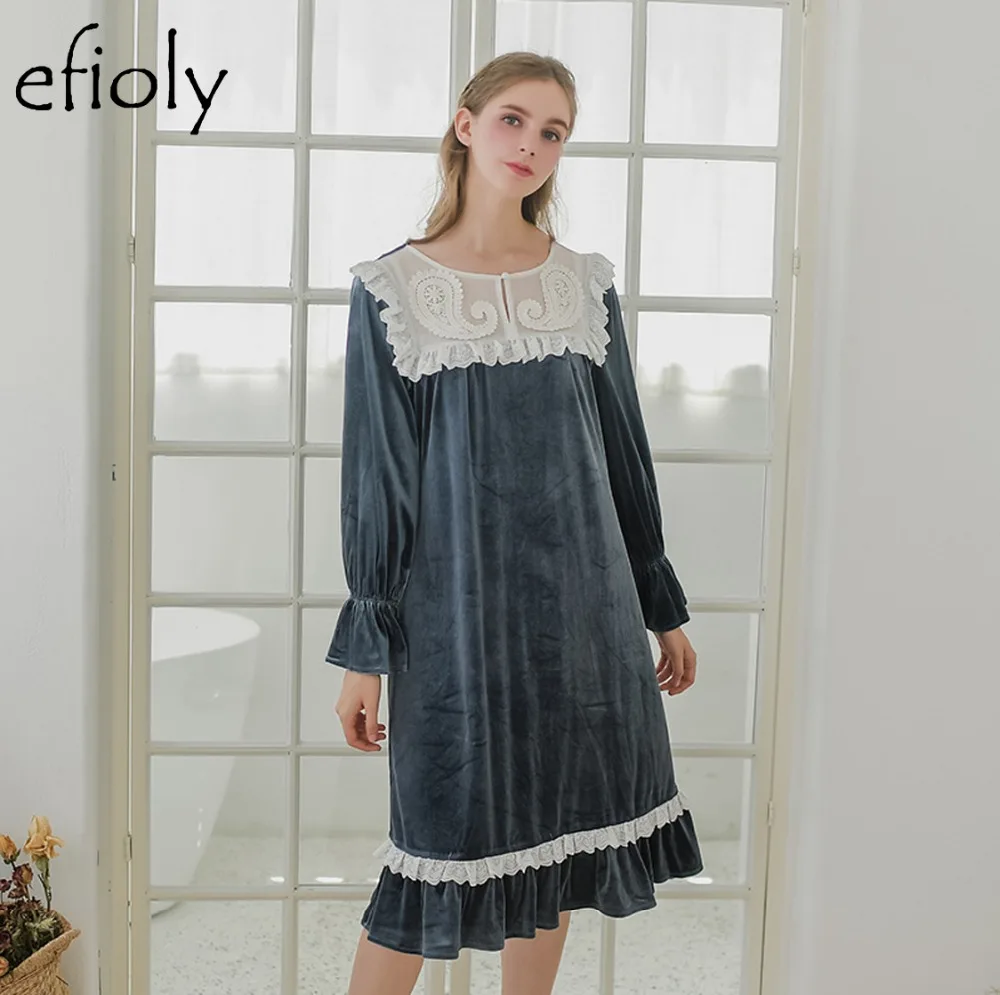 EFIOLY SY19A0027 роскошная одежда для сна женская элегантная ночная рубашка Осенняя