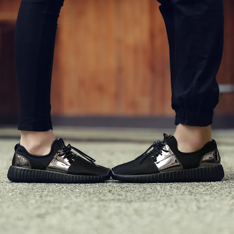 Sneakers Running Shoes Lightweight Sports PU Sole Men Women Shoes Girl Mesh Brand Breathable Couple Shoe Gold And Black Canvas