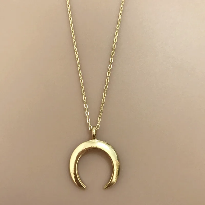 Женское Ожерелье с кулоном в виде полумесяца X87 серебряное золотое|moon pendant