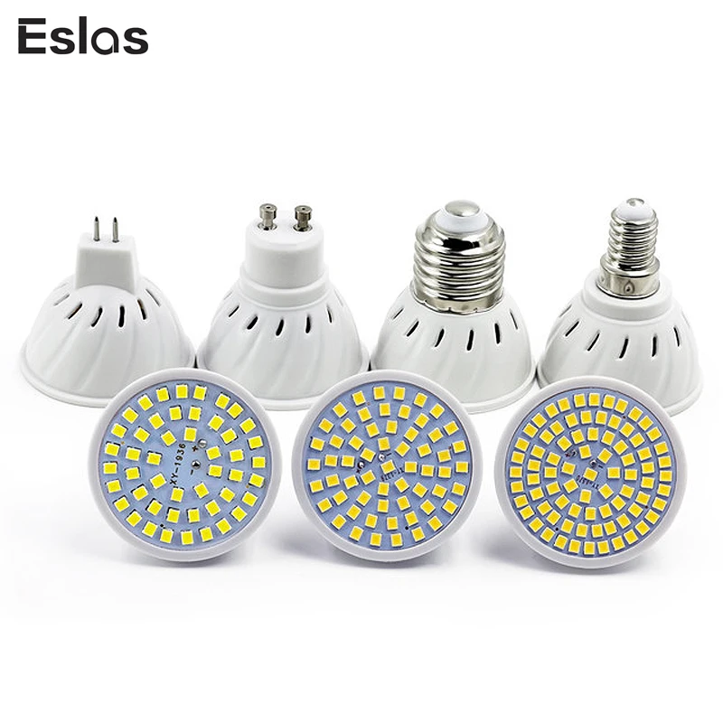 Eslas светодиодная лампа-прожектор E27 E14 GU10 MR16 Светодиодная лампа 110 V 220 48 60 80