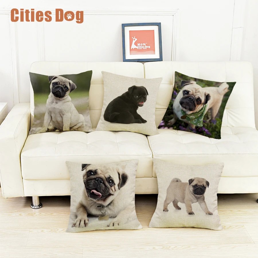 

Animal Pug dog Decorative Pillowcase Cushion cover Pugs dogs Pillows cushions christmas decorations for home almofadas cojines