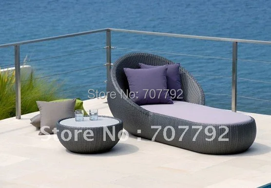 Элегантный наружный синтетический ротанговый Фотофон с тенем|sun loungers|poolside