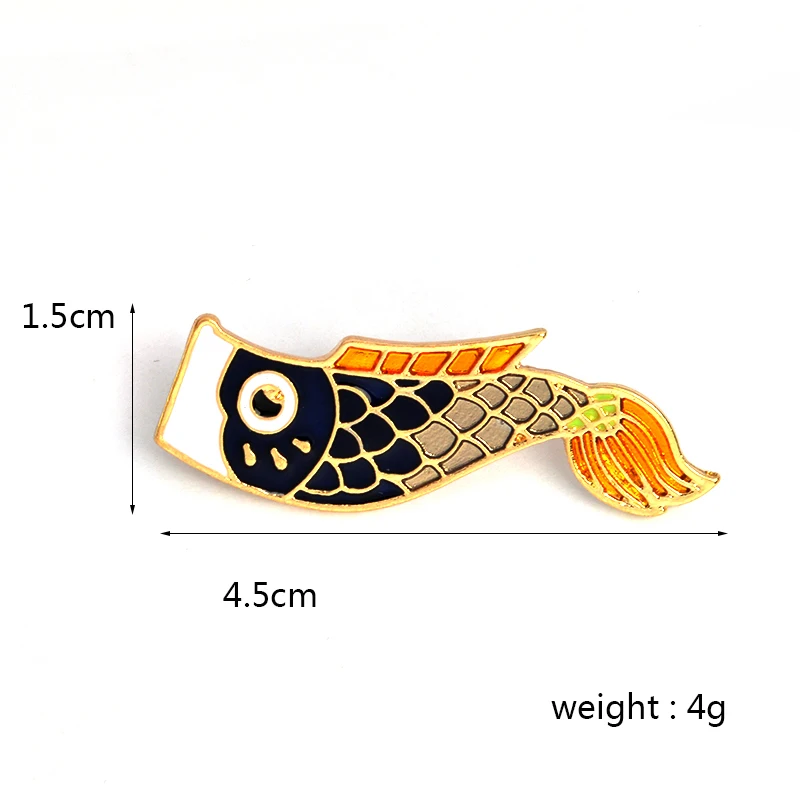 Мультфильм Карп брошь с рыбой эмаль на булавке металл синего и красного цвета