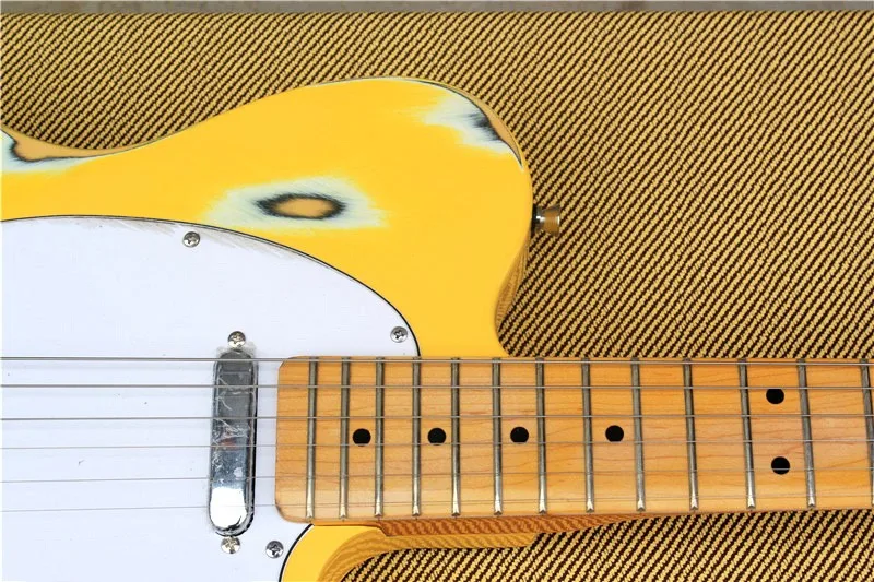 Фабрика custom shop новинка telecaster Желтое дерево кленовый гриф 6 струнная электрогитара