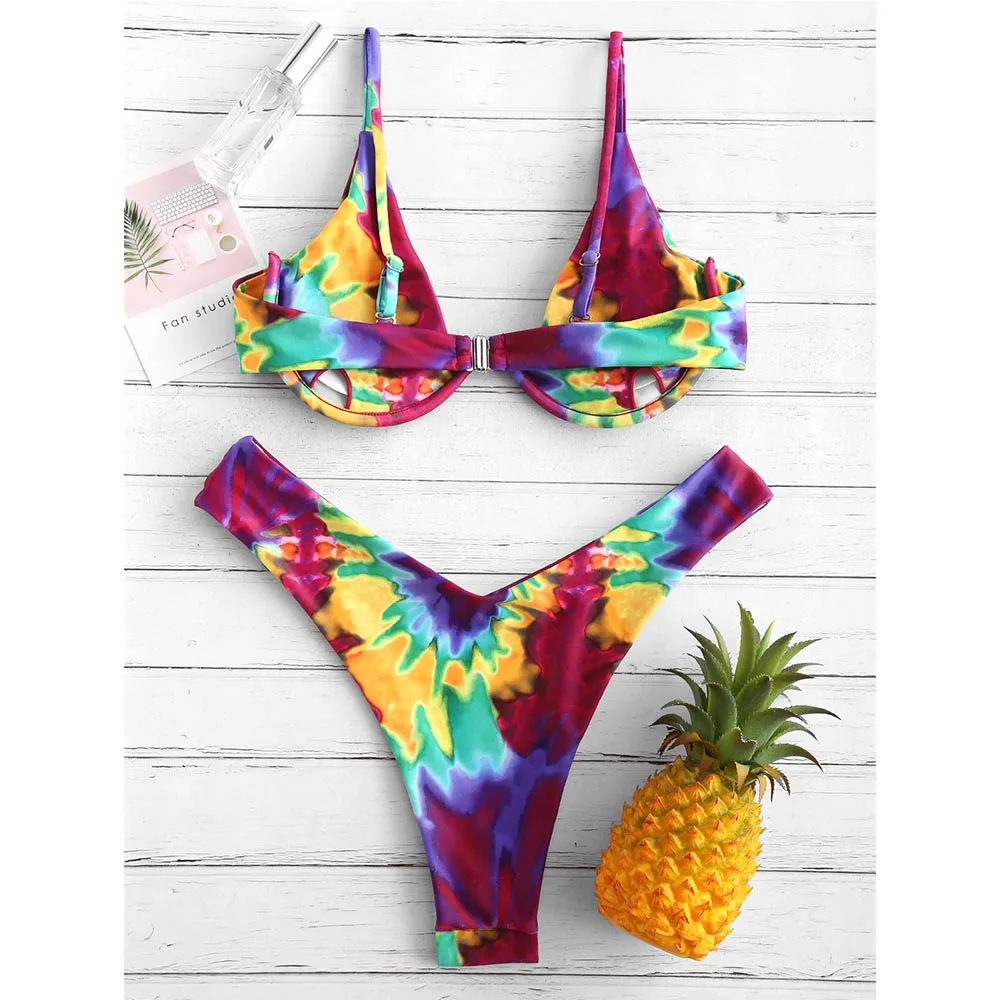 Женский купальник Бикини на тонких бретельках ZAFUL бикини с завязками косточках