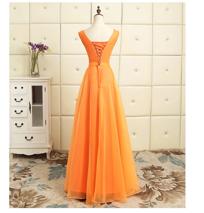 

robe de bal longue new 2020 ladies formal sleeveless orange evening gowns elegant dress debut special occassion dresses H4121