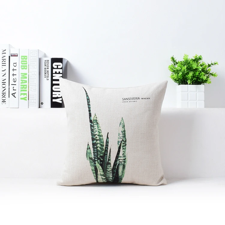 Новый современный простой льняные Чехлы для подушек зеленых растений подушка