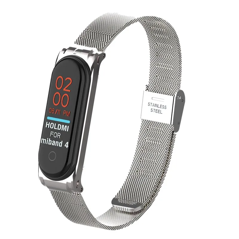 promote siliver Металлический Ремешок Браслет mi Band 4 3 ремешок на запястье 4 3 NFC ремни из нержавеющей стали mi Band 4 3 ремешок на запястье для Xiao mi Band - Цвет: promote siliver