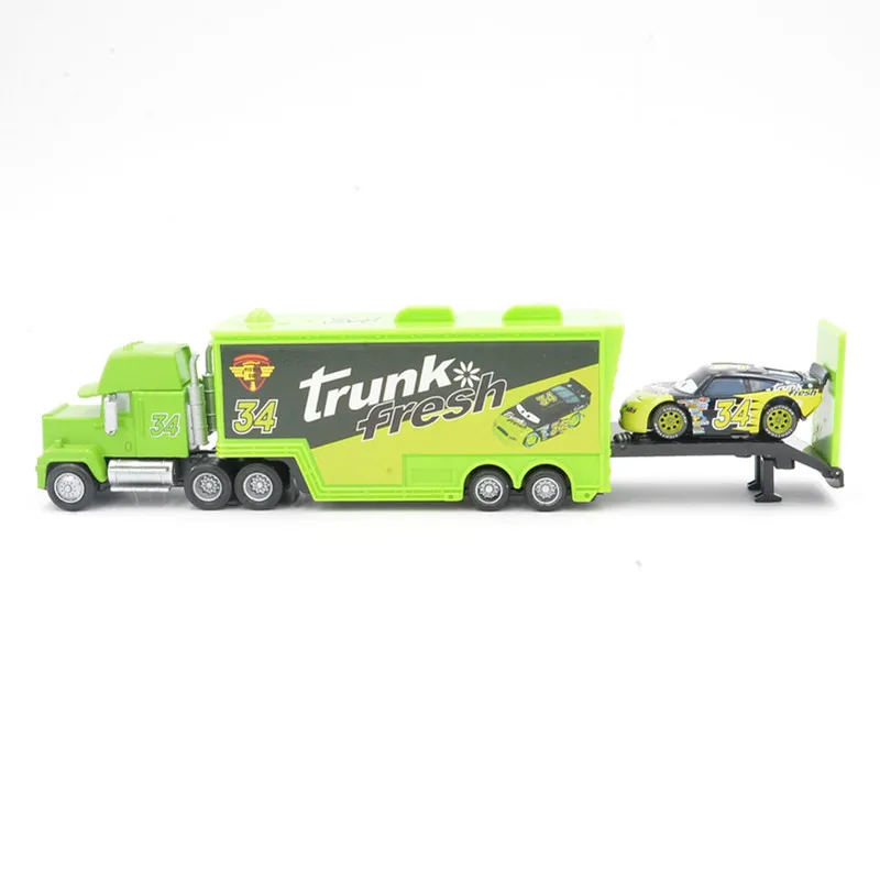 Disney Pixar Cars 2 шт. Lightning Mcqueen No.34 Mack Truck & Dacer 1:55 литой металлический сплав и пластик