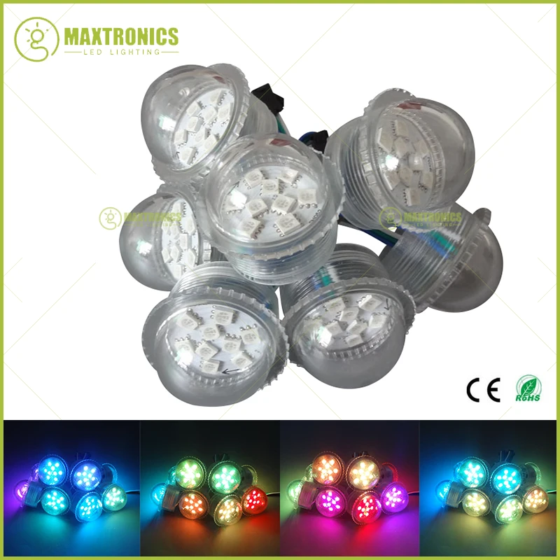 Оптовая продажа 200 шт. WS2811 DC12V 36 мм 9 светодиодов прозрачная крышка SMD 5050 rgb пикселей