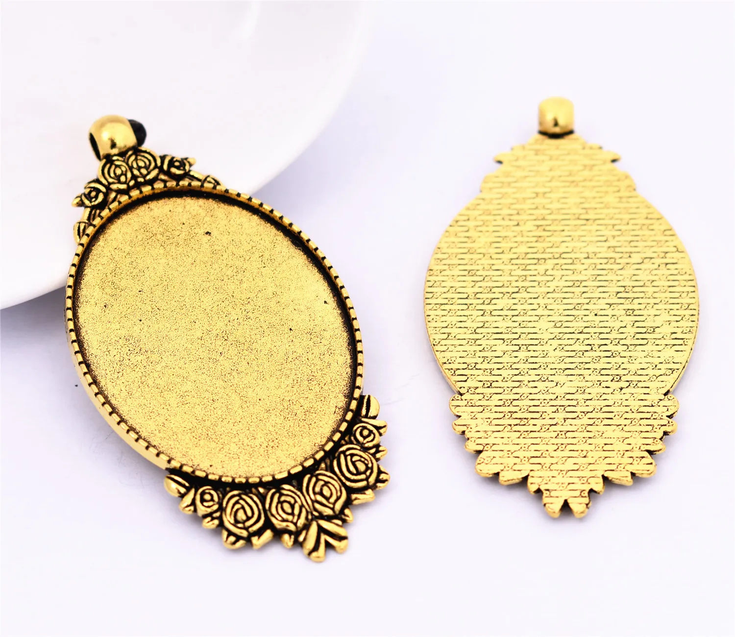 

4pcs 30x40mm Inner Size Antique Gold Plated Simple Style Cabochon Base Cameo Setting Charms Pendant-A1-09