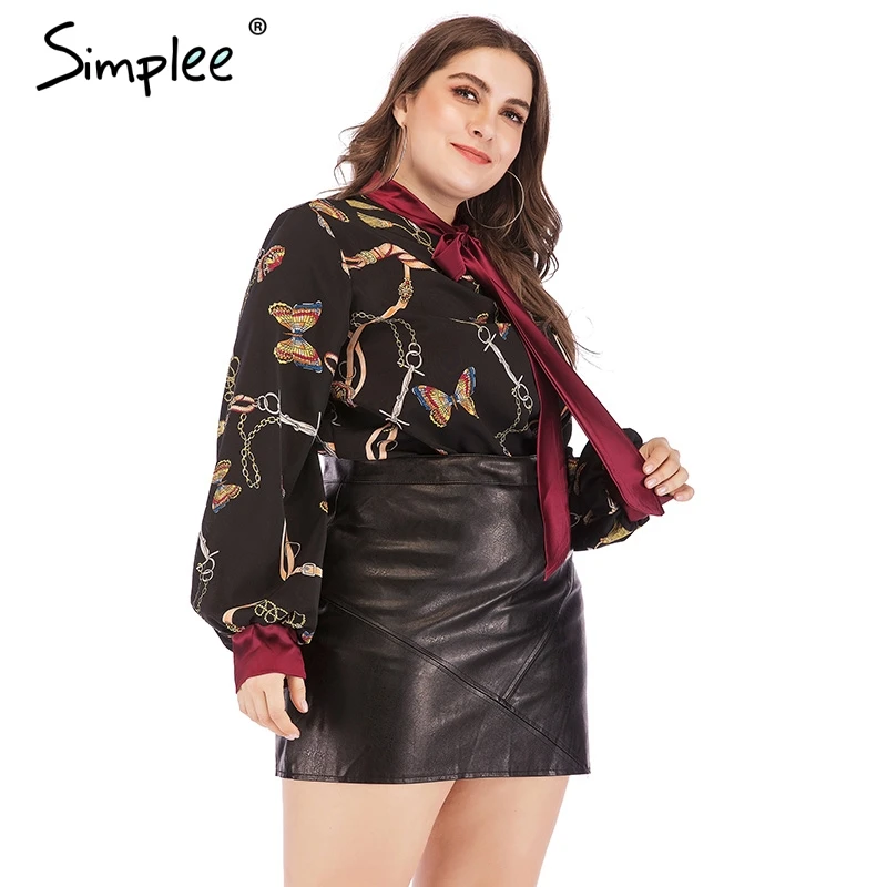 Женская блузка Simplee большого размера женские винтажные черные блузки с принтом