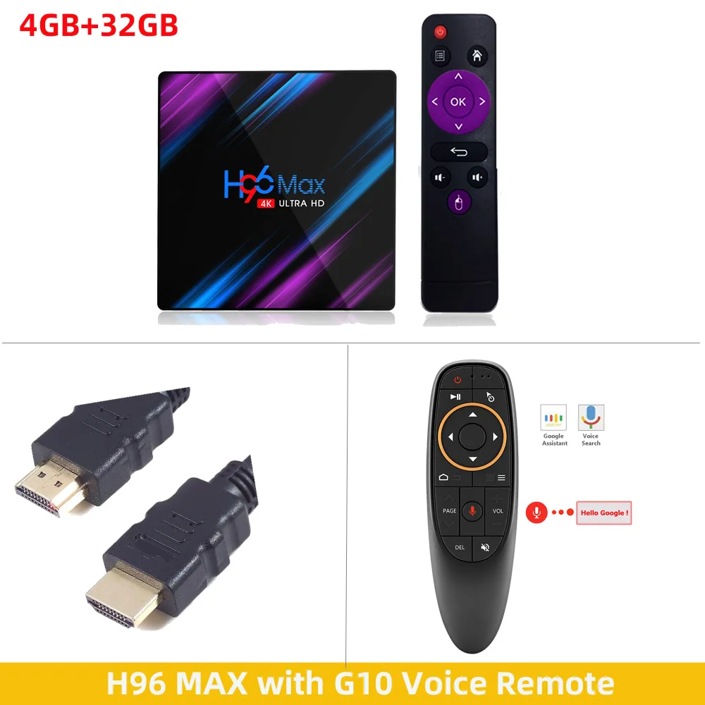 4GB32GB G10 Voice RC H96 MAX tv Box Android 9,0 2 ГБ/4 ГБ ОЗУ 16 Гб/32 ГБ/64 Гб Rockchip RK3318 H.265 4K Youtube Netflix Google Play Smart tv - Цвет: 4GB32GB G10 Voice RC
