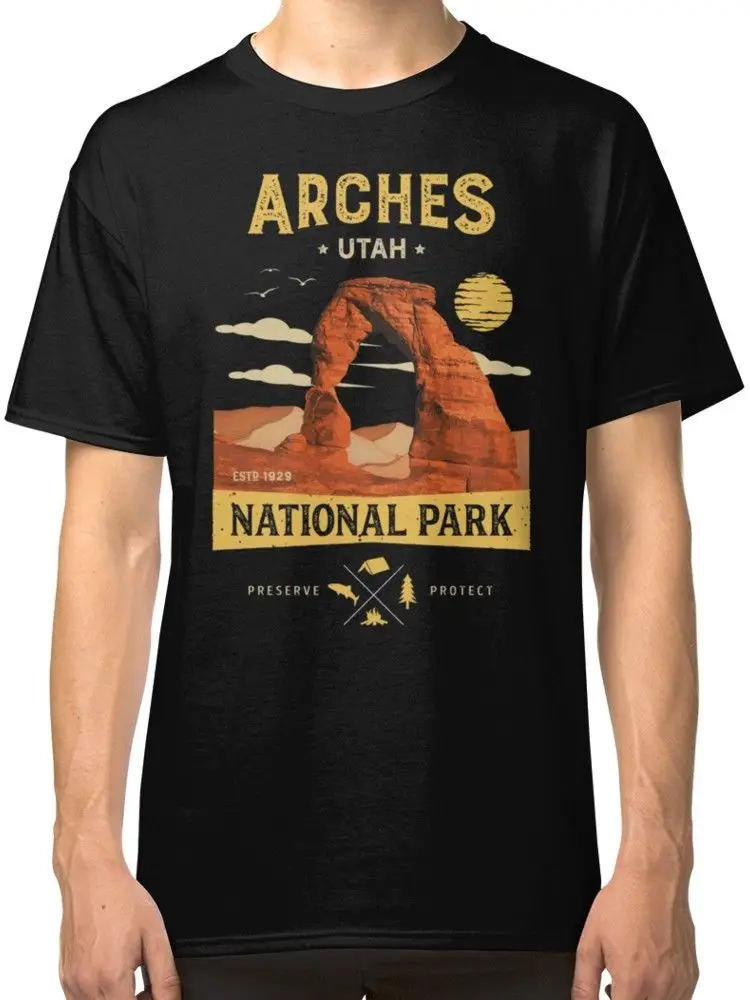 Arches National Park винтажная Мужская черная футболка из Юты футболки одежда мужская с