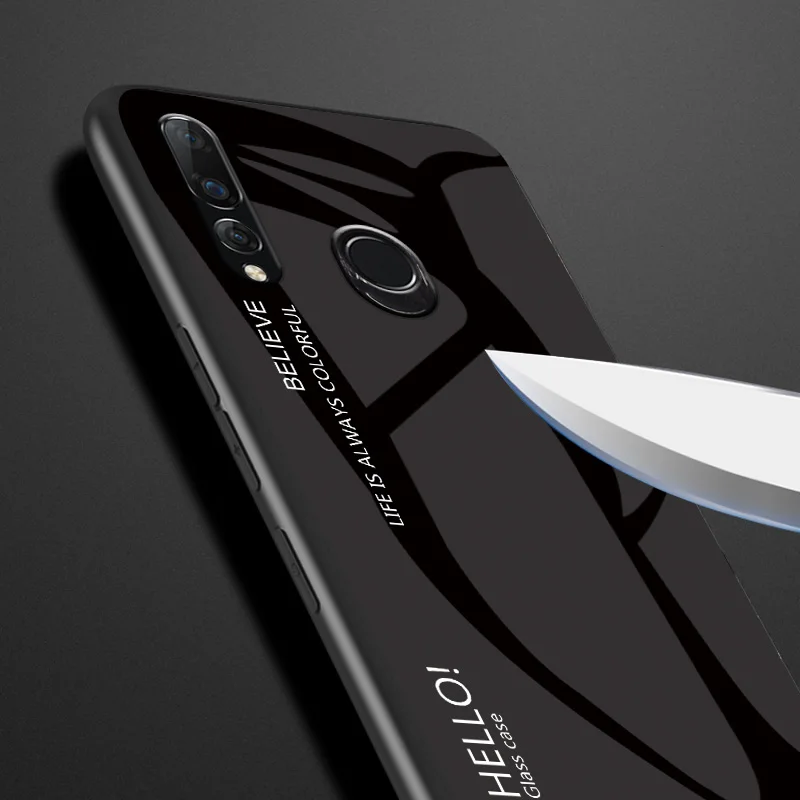 Чехол для huawei P Smart Z градиентное закаленное стекло мягкий силиконовый край чехол