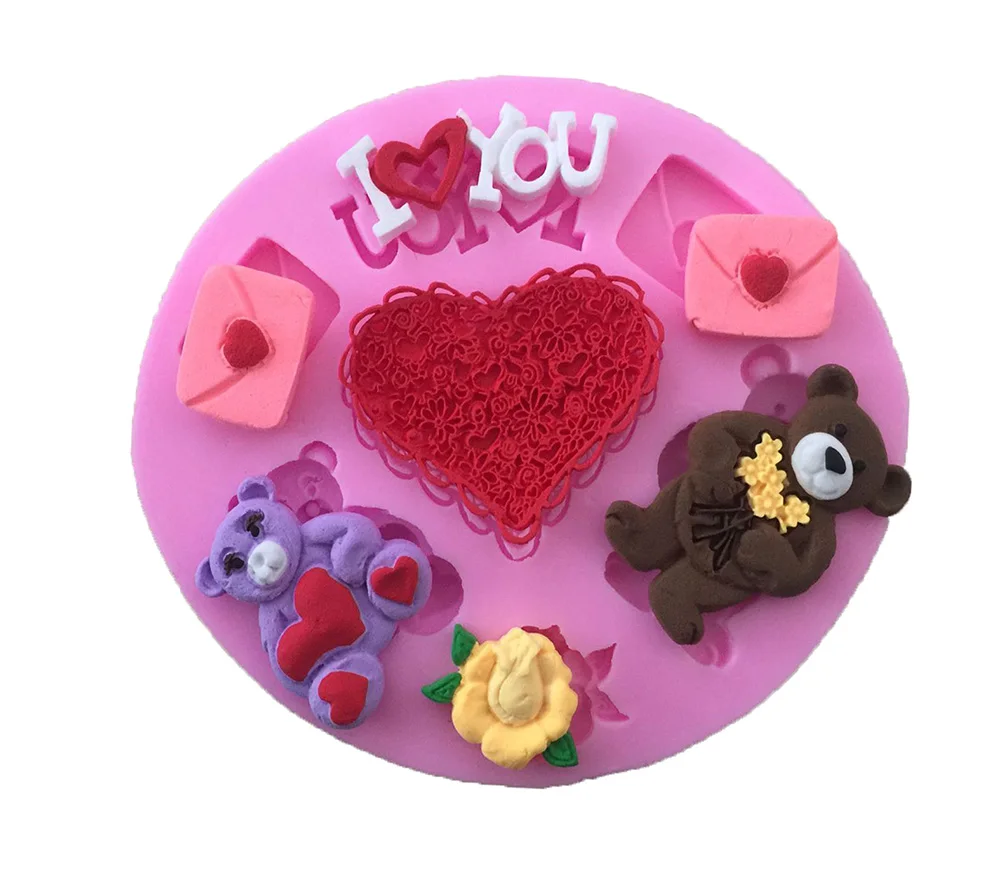 1PCS Bear Love Envelope Shape Cake Mold Decorating Tools Liquid Silicone For Fondant E111 | Дом и сад