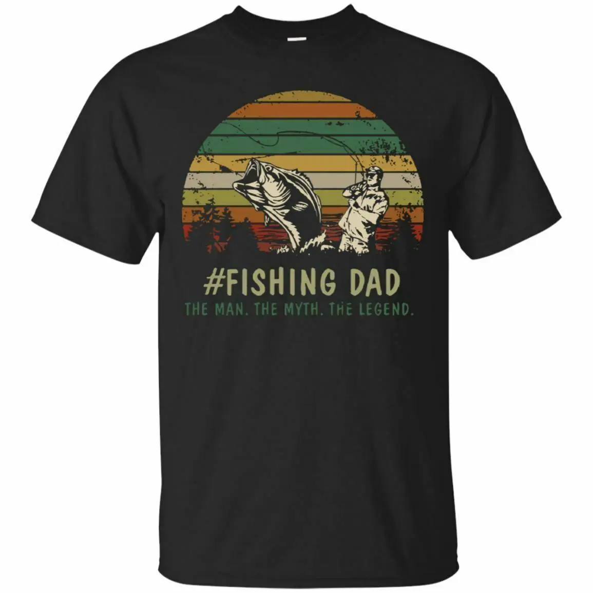 

Fishings Dad The Man The Myth The Legend Black All Cotton Men TShirt