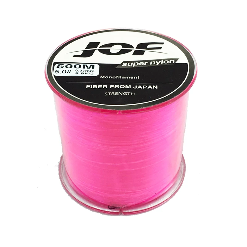 PINK new design 100-500m nylon fishing line 8 color super strong monofilament line for bass carp japan transparent pesca rope - Цвет: PINK